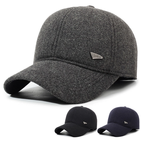 Gorra De Béisbol De Invierno Para Hombre Lana Gruesa Cálida Protección Para Los Oídos Resistente Al Viento Deporte Moda Sombrero Ajustable