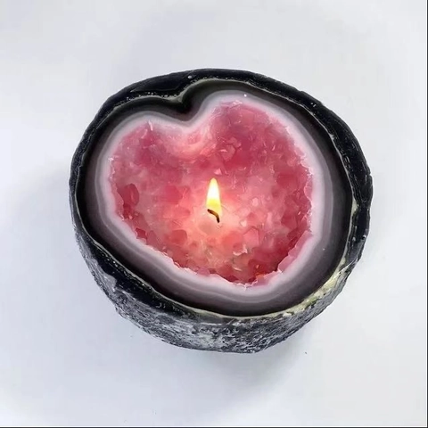 Cuenco de Vela de Resina Estilo Geoda Retro Portavelas de Aromaterapia para Decoración de Mesa de Hogar Textura de Cristal de Geoda