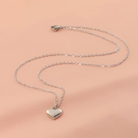 Collana Con Ciondolo A Cuore Minimalista In Acciaio Inossidabile Lucidato Catena Da Clavicola Gioielli Da Donna Elegante