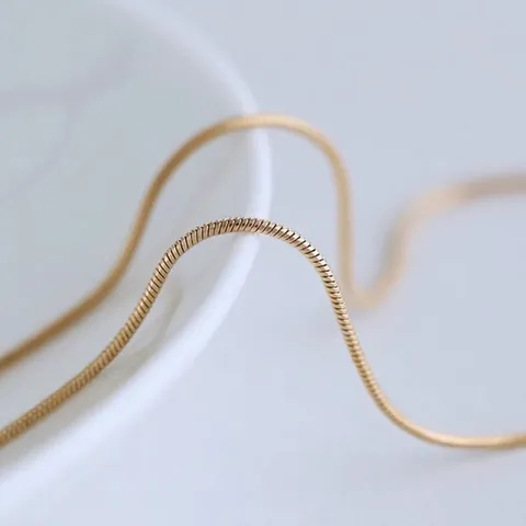 Collana Catena A Osso Di Serpente Rame Placcato Oro 18K Minimalista Girocollo Gioielli Donne Uomini