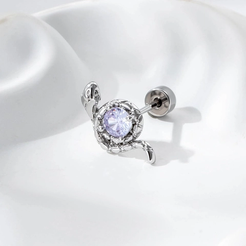 Schlangenförmiger Knorpel Ohrstecker Titanstahl Kupfer Zirkon Schraubverschluss Piercing Punk Vintage Schmuck