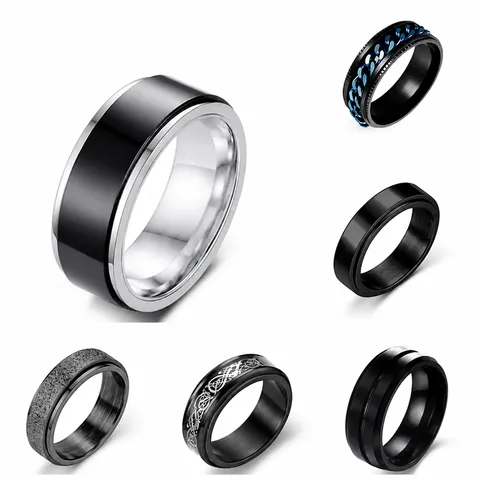 Modern Titanium Steel Rotatable Spinner Ring For Men Women Celtic Dragon Pattern Stainless Steel Stress Relief Band Ring Fashion Cool Jewelry