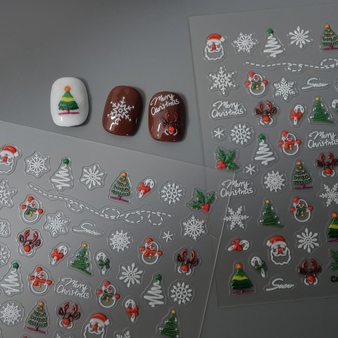 Adesivi Unghie Natale 5D Rilievo Babbo Natale Fiocchi Di Neve Renna Decorazione Natalizia Per Donne Ragazze