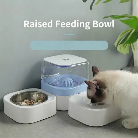 Automatische Waterdispenser En Voerbak Huisdieren Roestvrij Staal Multifunctioneel Voerstation Zwaartekracht Honden Katten