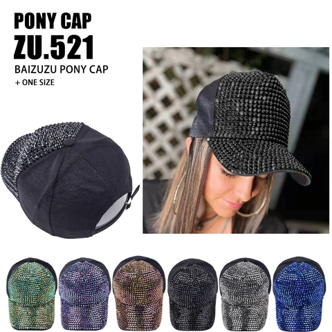 Cappellino Da Baseball Con Strass Luccicanti Cotone Regolabile Bling Paillettes Streetwear Cappello Da Sole Uomo