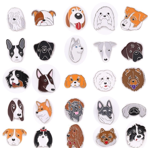 Lindo Perro de Dibujos Animados Cabeza Pin de Esmalte Broche de Aleación Animal Pin de Solapa Personalizado para Mochila Ropa Unisex Regalo