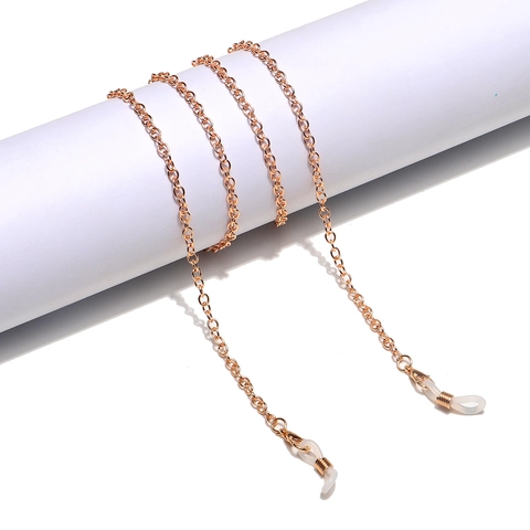 Metal Glasses Chain Round Link Anti-Slip Sunglasses Strap With Silicone Ends Adjustable Eyewear Holder Elegant Gold