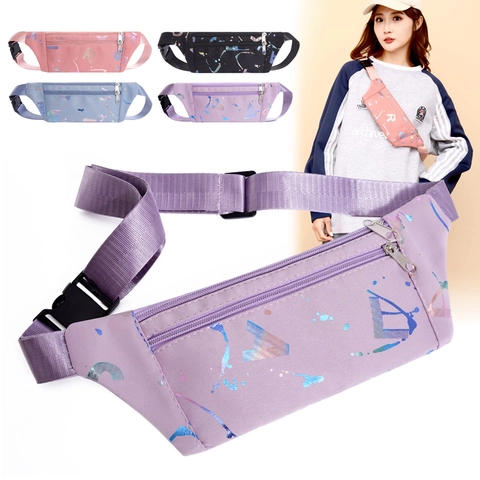Fashion Waist Bag Oxford Fabric Splatter Print Waterproof Fanny Pack For Running Cycling Outdoor Sports Unisex