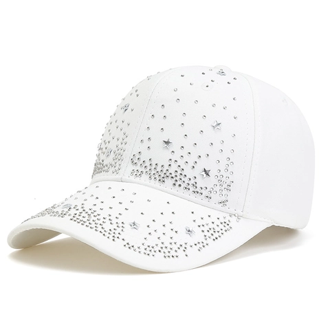 Mode Damen 100% Baumwolle Baseballkappe Mit Strass Stern Detail Outdoor Sommer Casual Sonnenschutz Trendy Hut