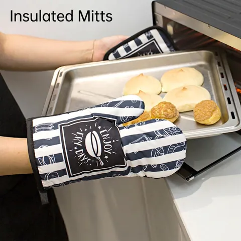 Guanto Da Forno E Presina Cotone Resistente Al Calore Trapuntato Stampato Per Cucina Cottura Forno Microonde Accessori