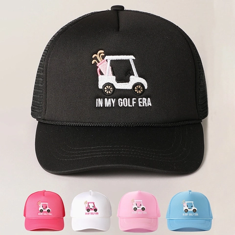 Trucker Hat Polyester Mesh Atmungsaktiv Stickerei Golfwagen In My Golf Era Verstellbar Gebogener Schirm Outdoor