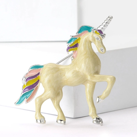 Broche de Unicornio de Esmalte para Mujeres Niños Lindo Estilo de Cuento de Hadas Pin de Animal Colorido Aleación Joyería