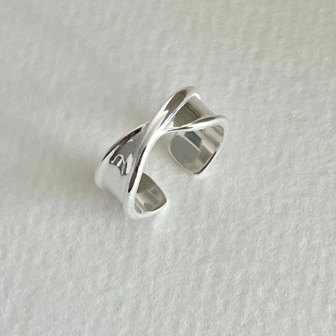925 Sterling Silver Ring Minimalist Irregular Cross Open Adjustable Geometric Finger Jewelry For Women Fashion Accessory