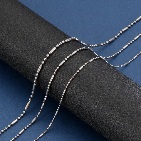 Edelstahl Perlen Zylinder Kette Halskette Polierter Metallschmuck Für Herren Damen Mode Minimalistisches Accessoire
