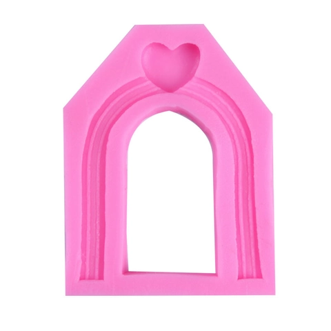 Sprookjesdeur Siliconen Vorm Boog Hart Houtnerf Fondant Taart Decoratie Chocolade Snoep Zeep Hars Klei Handwerk Nieuwigheid