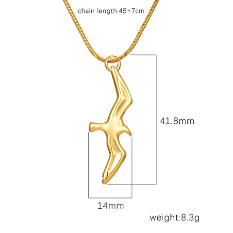 Vintage Edelstahl Möwe Vogel Anhänger Halskette Für Damen Herren Gold Silber Schlangenkette Schlüsselbein Mode Schmuck Zubehör