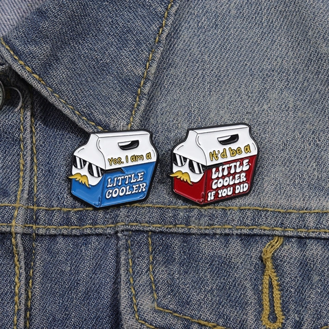 Épingles Émaillées Drôles en Alliage Glacière de Dessin Animé Avec Lunettes de Soleil Moustache Broche Badge pour Sacs à Dos Vêtements