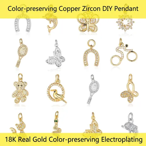 Ciondoli In Rame Animali E Oggetti Con Micro Pavè Di Zirconia Per Creazione Di Gioielli DIY Collane Bracciali