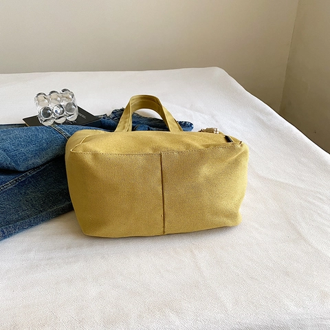 Large Capacity Canvas Tote Bag For Women Fashion Shoulder Handbag With Zipper Pocket And Knotted Puller Casual Daily