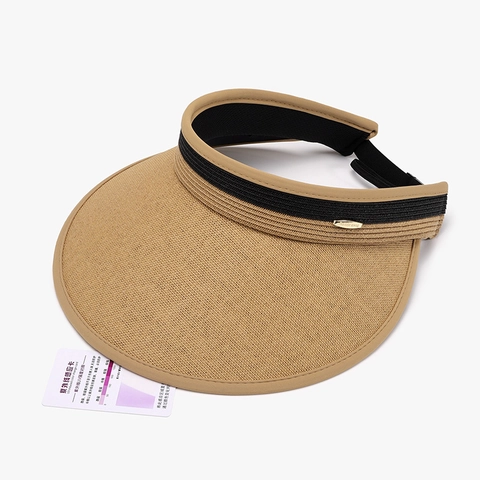 Women Summer Straw Visor Hat UPF 50+ UV Protection Wide Brim Sun Hat Foldable Portable Beach Hat Outdoor Riding Headwear