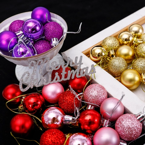Christmas Ball Ornaments Mixed Textures Plastic Hanging Baubles For Holiday Tree Decoration Party Decor