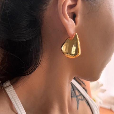 Vintage 18K Verguld Titaniumstaal Onregelmatige Waterdruppel Oorbellen Vrouwen Hypoallergeen Geometrisch Sieraden