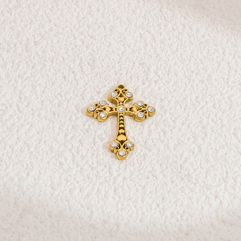 Stainless Steel Cross Sun Heart Star Pendants With Zircon Gold Plated Waterproof Hypoallergenic Jewelry Making Charms