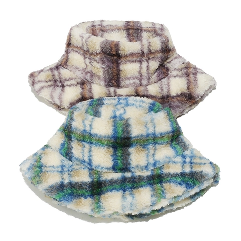 Cappello Pescatore A Quadri Caldo Peluche Lana Di Agnello Inverno Antivento Accessori Moda Retro Per Donne