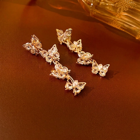 Schmetterling Ohrhänger Lange Quaste Zirkon Künstliche Perle Kristall Elegant Luxus Schmuck Mit Silbernen Ohrsteckern Für Damen