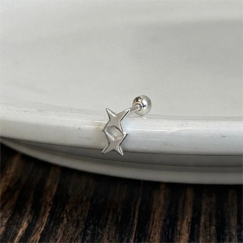 925 Sterling Silber Stern Ohrstecker Minimalistische Zierliche Vier Zacken Nordstern Piercing Ohrringe Für Damen