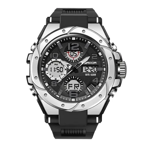Montre de Sport SANDA Hommes Femmes Double Affichage Électronique Quartz Alliage de Zinc Résine Étanche Lumineux Réveil Montre