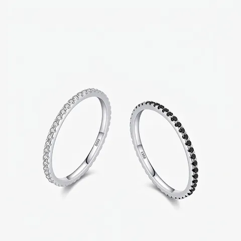 Eternity Band Ring 925 Sterling Silber Zirkonia Minimalist Stapelbarer Dünner Fingerring Für Frauen
