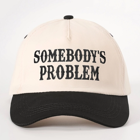 Somebody's Problem Embroidered Baseball Cap Two Tone Contrast Color Adjustable Curved Brim Polyester Casual Streetwear Hat