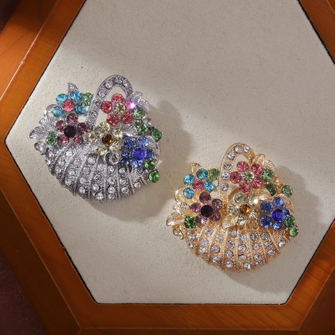 Broches Vintage Barroc Animale Flor Aleación Rhinestone Esmalte Alfileres Mujeres Accesorios Joyería