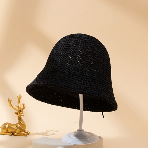 Cappello a Secchiello in Maglia Minimalista Giapponese da Donna Poliestere Pieghevole Protezione Solare Estiva Berretto da Pescatore per Vacanze al Mare