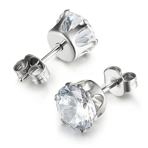 Minimalist 316 Stainless Steel 6-Claw Rhinestone Stud Earrings For Women Simple Piercing Ear Jewelry Daily Commute Accessories