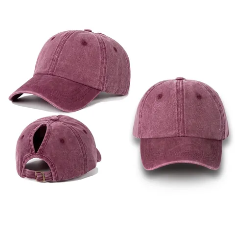 Casquette De Baseball Queue De Cheval Coton Lavé Ajustable Vintage Chapeau Soleil Femme Sport Extérieur Respirant
