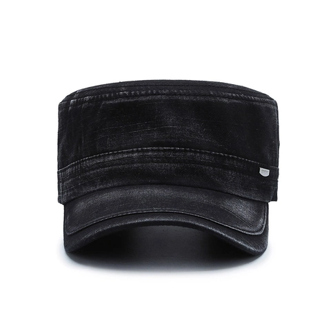 Berretto Cadet In Cotone Lavato Cappello Militare Vintage A Cima Piatta Regolabile Protezione Solare Esterna Uomo