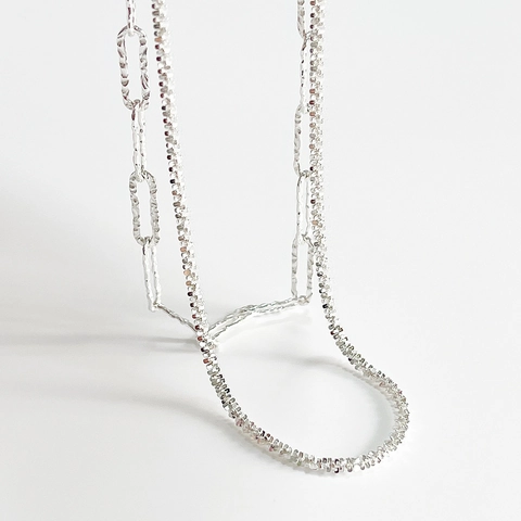 Collana In Argento Sterling 925 Catena A Maglie Paperclip Scintillante Girocollo Minimalista Gioielli Da Donna