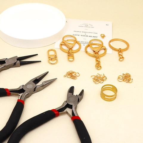 Metal Lobster Clasps Jump Rings Keyrings And Pliers DIY Jewelry Keychain Making Handcrafted Tools Accessory