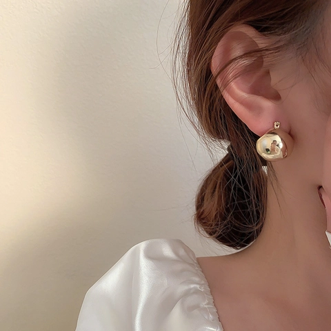 Orecchini A Sfera In Lega Minimalisti Da Donna Stile Francese Geometrico Lucidatura A Specchio Gioielli Di Moda