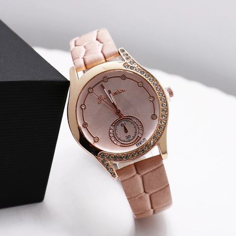 Women Quartz Watch Fashion Rhinestone Alloy Case Crocodile Pattern PU Leather Strap Casual Elegant Wristwatch