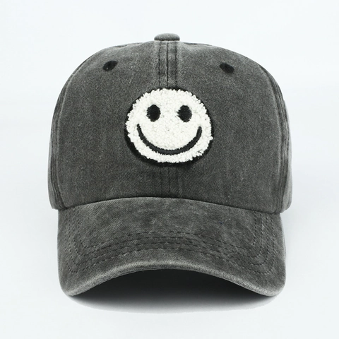 Cappello Da Baseball In Cotone Lavato Sorriso Ricamo Ciniglia Vintage Cappello Da Sole Regolabile Per Adulti Bambini