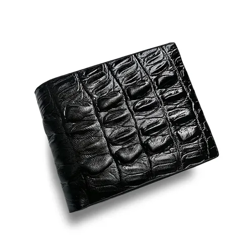 Men Short Wallet Crocodile Pattern Embossed PU Leather Bifold Purse Business Casual Card Holder Waterproof Organizer