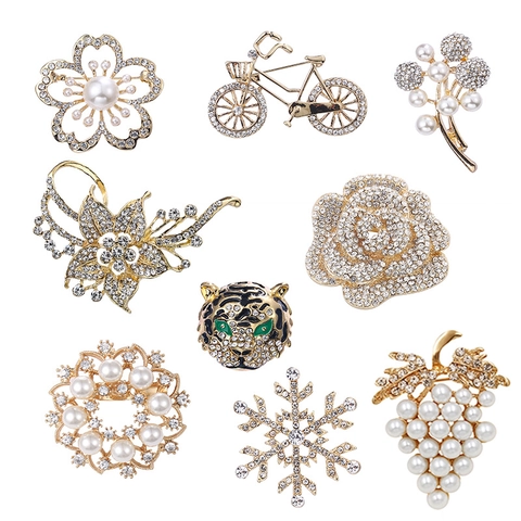 Spilla A Fiore In Lega Con Künstliche Perle Sintetiche E Strass Gioielli Vintage Eleganti Da Donna