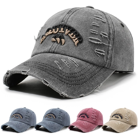 Casquette De Baseball En Coton Lavé Vintage Délavée Broderie Lettre Protection Solaire Réglable Unisexe