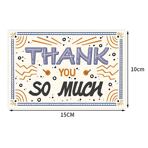 Vintage Hand Painted Thank You Cards Colorful Paper Blank Greeting Postcards For Wedding Party Business Gift Decoration