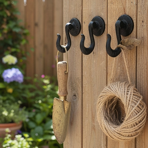 Cast Iron Wall Hook Retro Industrial Single Heavy Duty Wall Mounted For Garden Entryway Coat Plant Decorative