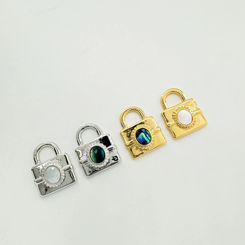 Breloques En Coquille Naturelle Cuivre Plaqué Or 18K Coeur Serrure Hexagone Pour Création De Bijoux Collier Bracelet DIY