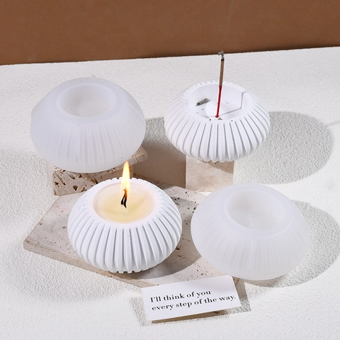Silikonform Für Kugel Weihrauchstäbchen Halter Und Gerippte Kerzenbasis DIY Harz Gips Bastelwerkzeug
